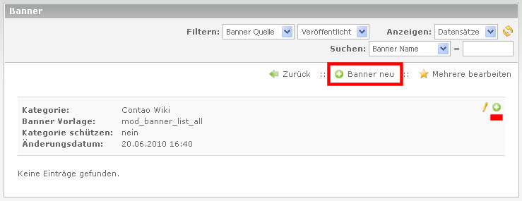Anlegen eines Banners